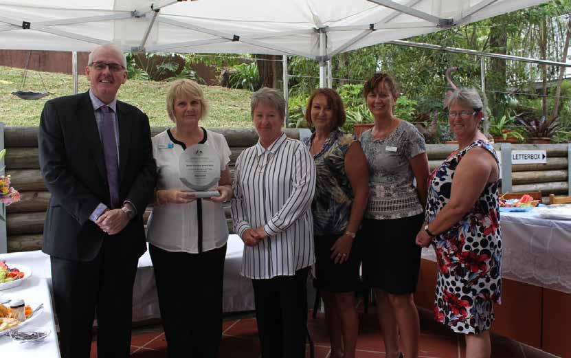 Presentation of the Better Practice Award from the National Aged Care Quality Agency From left: Nick Ryan, Anita Agafonoff, Tracey Clerke, Jacqueline Hewitt, Leigh Darcy and Kerry Turnbull HIGHLIGHTS