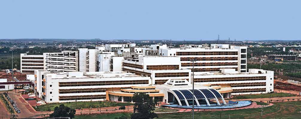 AIIMS Hospital Bhubaneswar Registered with Green Rating for Integrated Habitat Assessment (GRIHA) rating system and is designed and constructed Ministry of