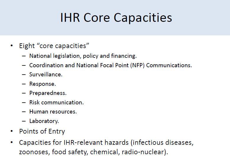 Source : IHR (2005) Implementation in the South-East Asia Region : IHR Costing Tool Workshop,
