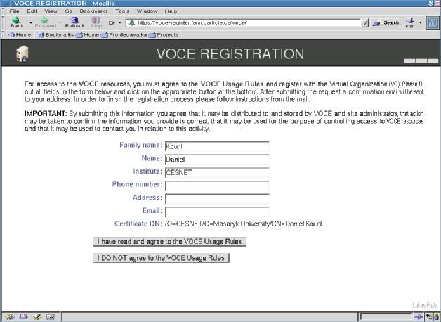 VOCE summary User registration VOCE registration at http://voce-register.farm.particle.