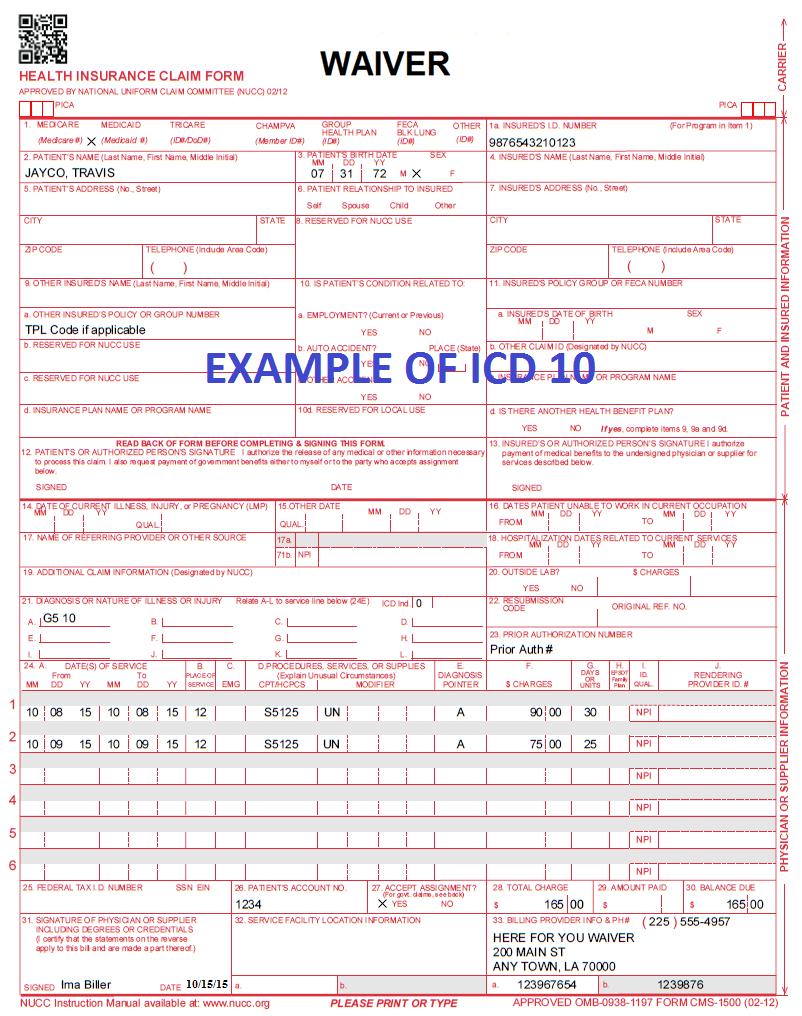 LOUISIANA MEDICAID PROGRAM ISSUED: 05/11/16 REPLACED: 09/28/15 APPENDIX D: CLAIMS FILING PAGE(S) 14
