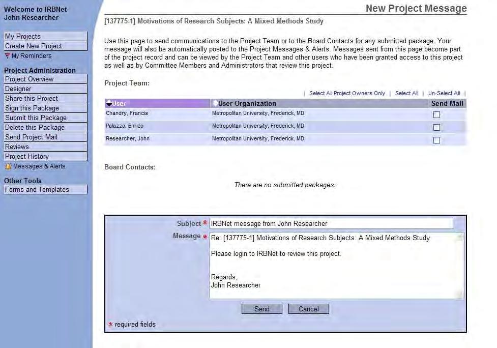 Project Mail tool to