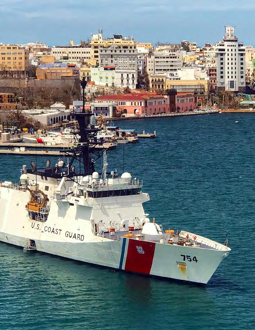 The Coast Guard Cutter JAMES serves as a command and control platform in San Juan, Puerto Rico.