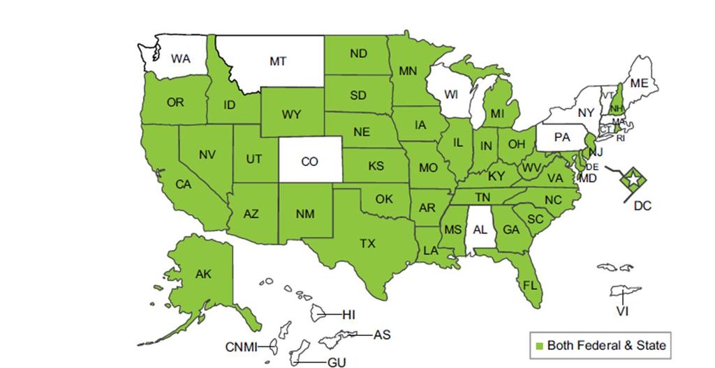 Prevalence of Criminal Background Checks (CBCs) Map shows 12 states without a CBC