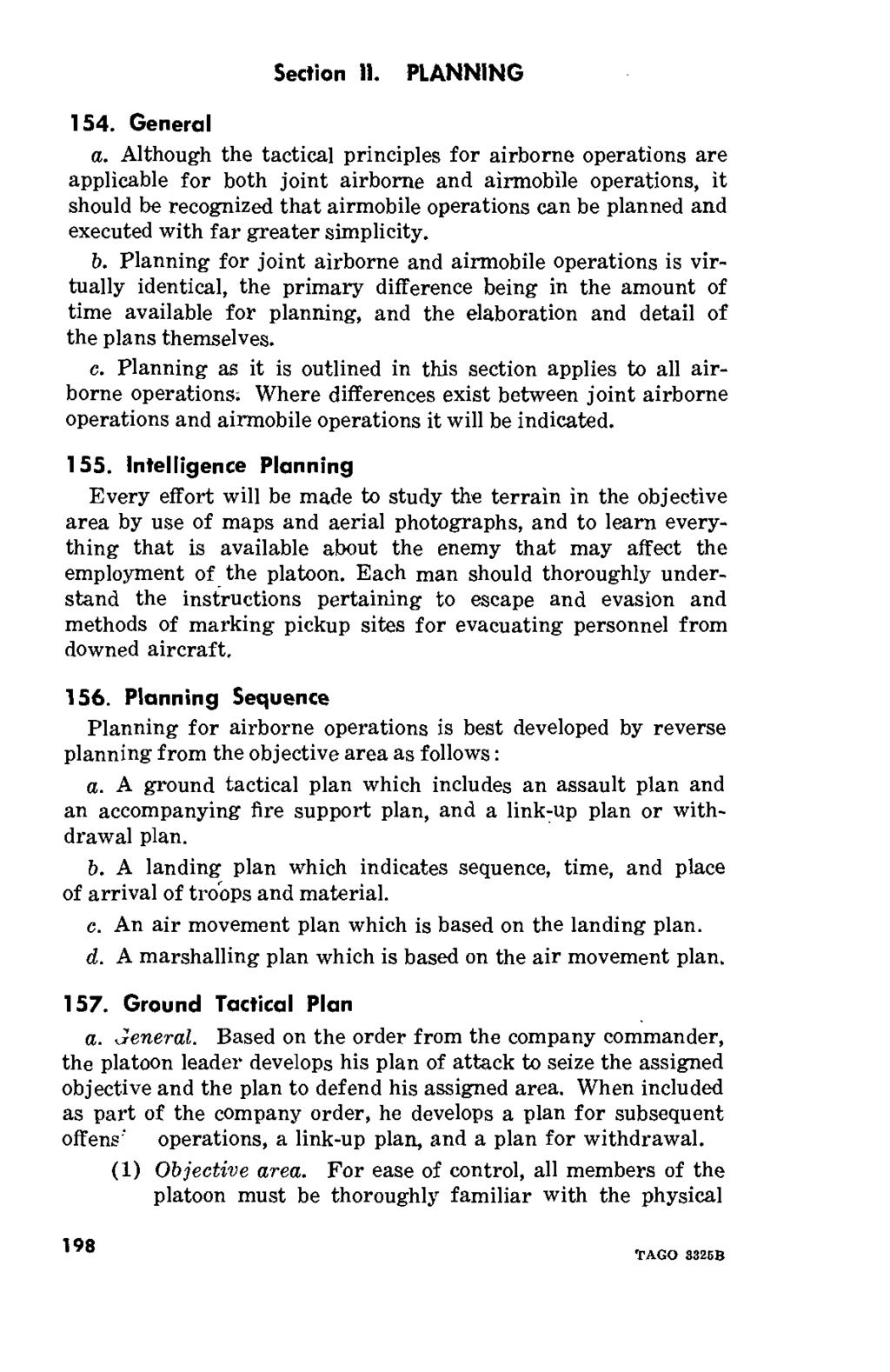 Section II. PLANNING 154. General a.