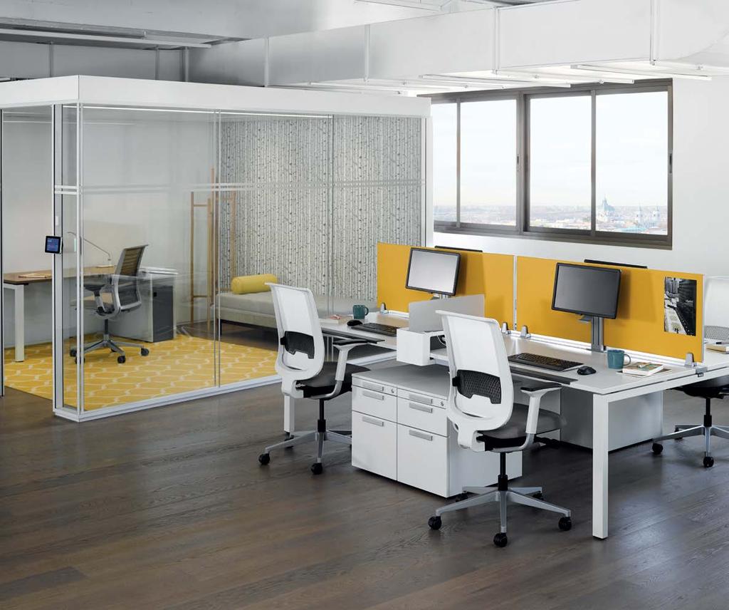 An ecosystem of spaces. FrameFour provides a complete workplace for mobile and resident workers. Real estate-efficient workspaces that support technology and tools.