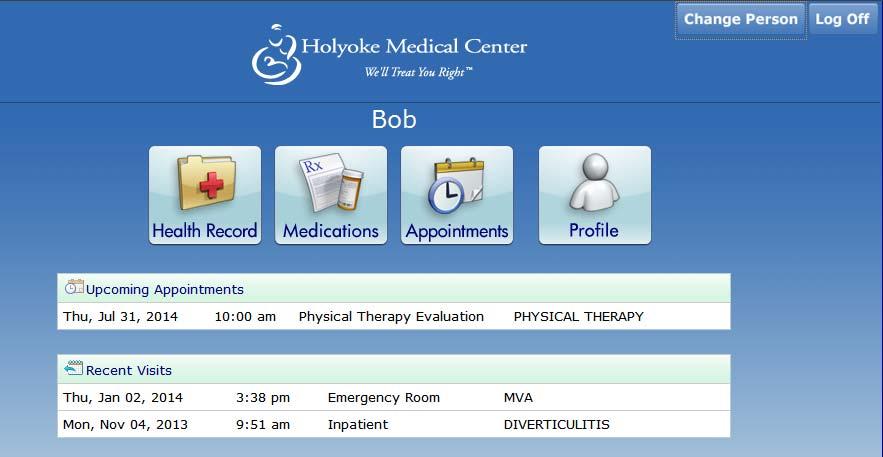 Proxy Patient Access If you have received authorization in person from the Holyoke Medical Center Medical Records Department to be Proxy to another person s portal, you will see a button to Change