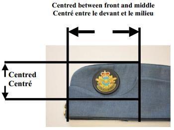 The Air Cadet Uniform Consists of the following items: WEDGE The wedge shall be worn on the right side of the head, lower point of the front crease in the centre 0f the forehead and with the front