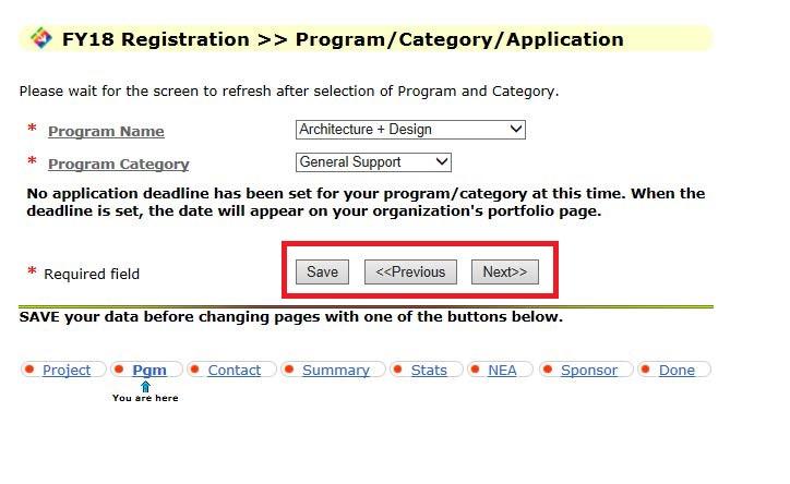 PLEASE NOTE: SCREENSHOT IS FROM FY2018. Complete the Registration questions.