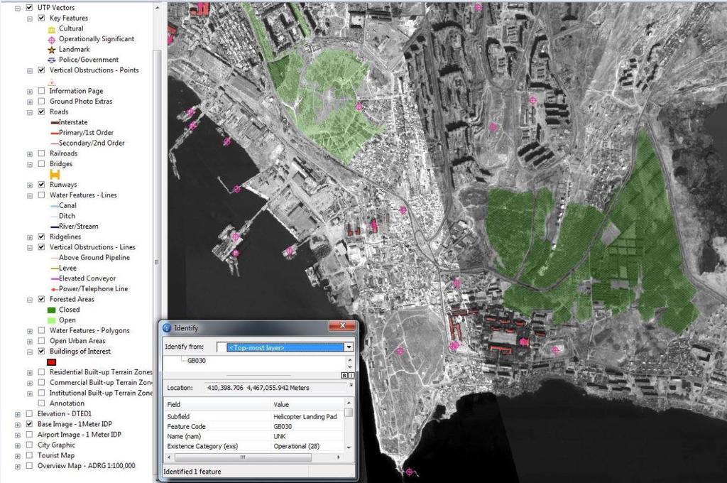 Figure 4: Identifying a Suitable Helicopter Landing Zone (Tactical Scenario in ArcReader) The recent release of ArcGIS Earth 1.
