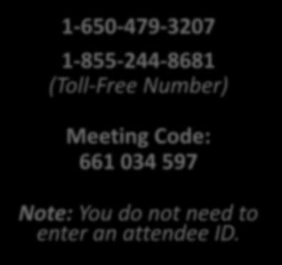 dial: 1-650-479-3207 1-855-244-8681 (Toll-Free Number) Meeting