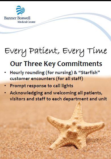 Three Key Commitments Hourly Rounding & Starfish customer encounters Prompt response to call