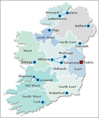 IDA Regional Strategy IDA Ireland s regional footprint: Over 80 staff across the regions including four IDA Divisions ICT Division HQ