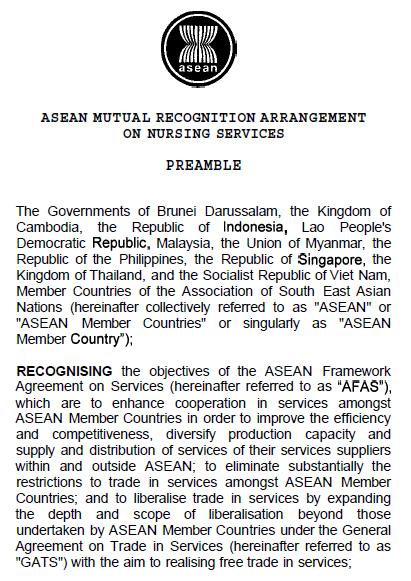 MRA on Nursing MRA on Nursing Services ASEAN Joint Coordinating Committee on Nursing (AJCCN) 11/1/2016 7 Objectives of MRA on Nursing Services To facilitate mobility of nursing professionals within