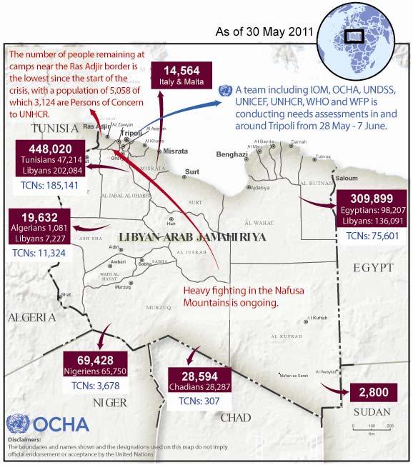 Libyan Arab Jamahirya Crisis Situation Report No. 41 31 May 2011 This report is produced by OCHA in collaboration with humanitarian partners. It was issued by OCHA Libya.