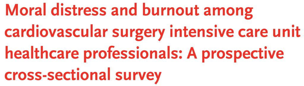 Healthcare Professional Design: Prospective cross-sectional survey June 15-29, 2015 Survey: integration of validated tools for MDS, BOS, workplace satisfaction, pilot tested, clinical sensibility