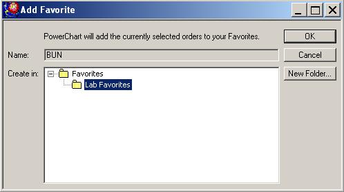 This will save the order in your Favorites folder with the details you selected.