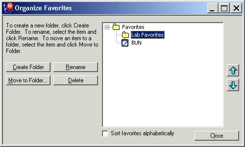 ORGANIZING A FOLDER Within the Favorites folder, you can organize favorites.