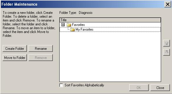 This will open the Favorites screen. Click on the Create Folder Button. Create a Folder name. Select OK.