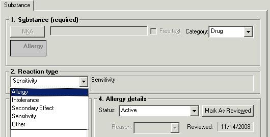 5. Indicate the reaction type from the drop down box.