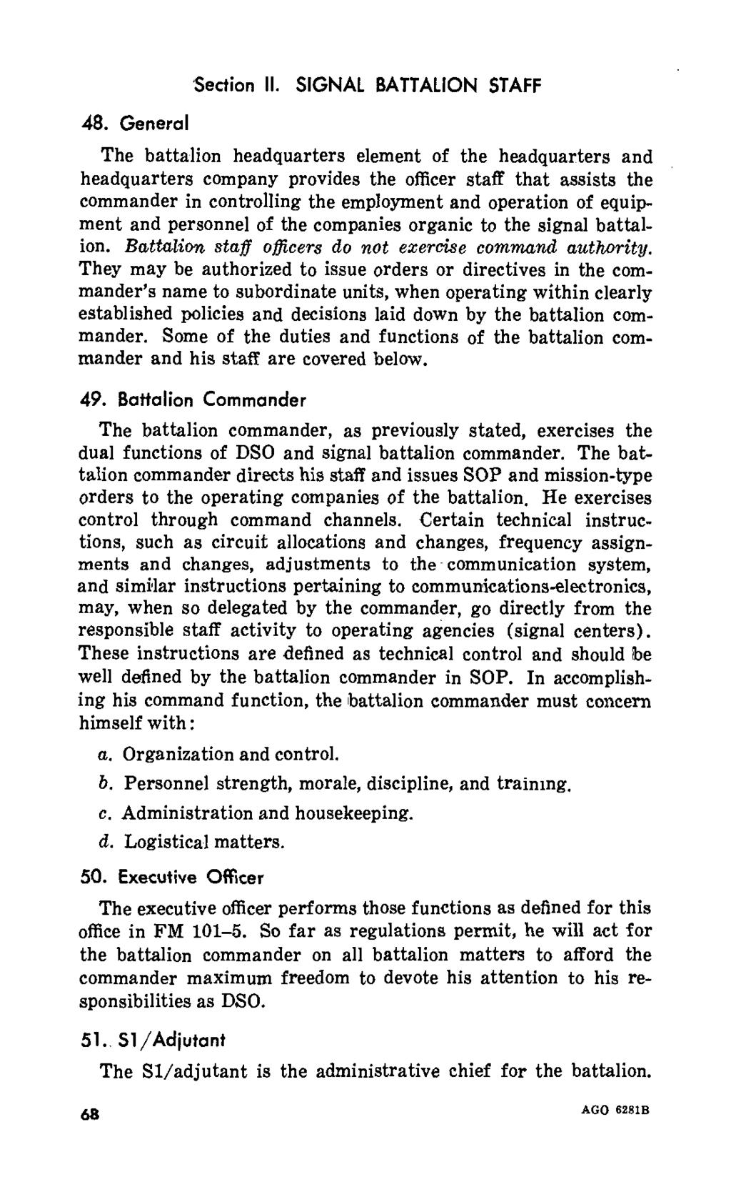 Section II. SIGNAL BATTALION STAFF 48.