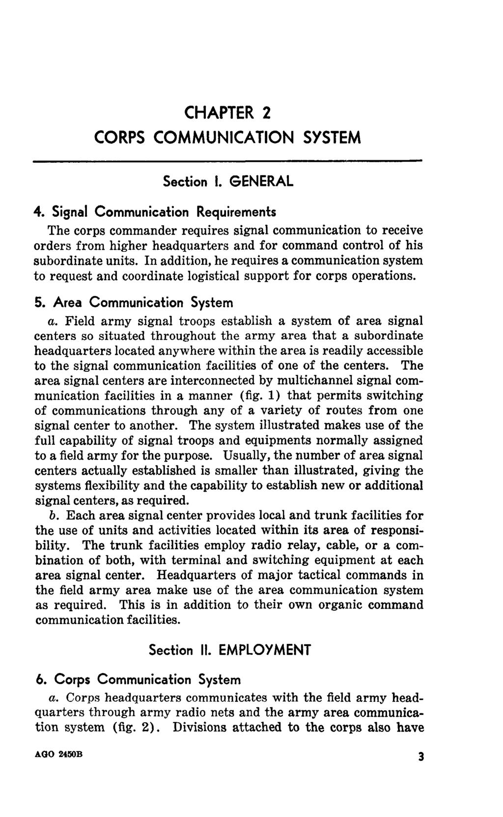 CHAPTER 2 CORPS COMMUNICATION SYSTEM Section I. GENERAL 4.