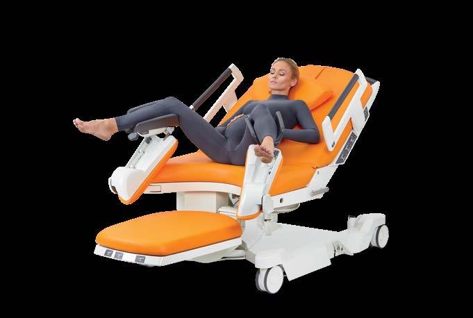 Extra low 600 mm height adjustment gives additional assurance to woman in labor accessing the bed and therefore