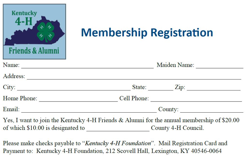 A GREAT WAY TO SHOW YOUR SUPPORT! During the month of April, Kentucky 4-H will be having a friendly competition between counties to see how many Friends & Alumni we can get.