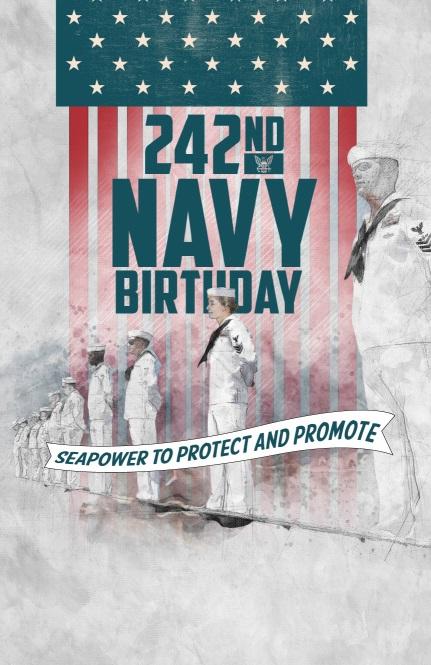 Content Navy Birthday Graphics and a Navy Birthday video suitable for social media use and playing at Navy