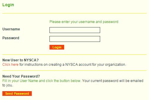Getting Started Login to the NYSCA system.