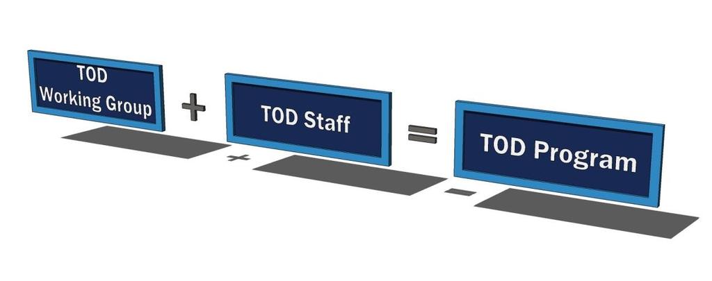 The role of the dedicated TOD staff should be to: Serve as the primary point of contact for TOD implementation at the Metropolitan Council, including Metro Transit.