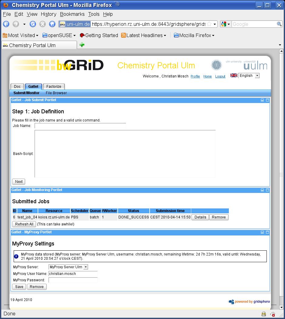 bwgrid User Portal 1/3 from the users point of view: meta