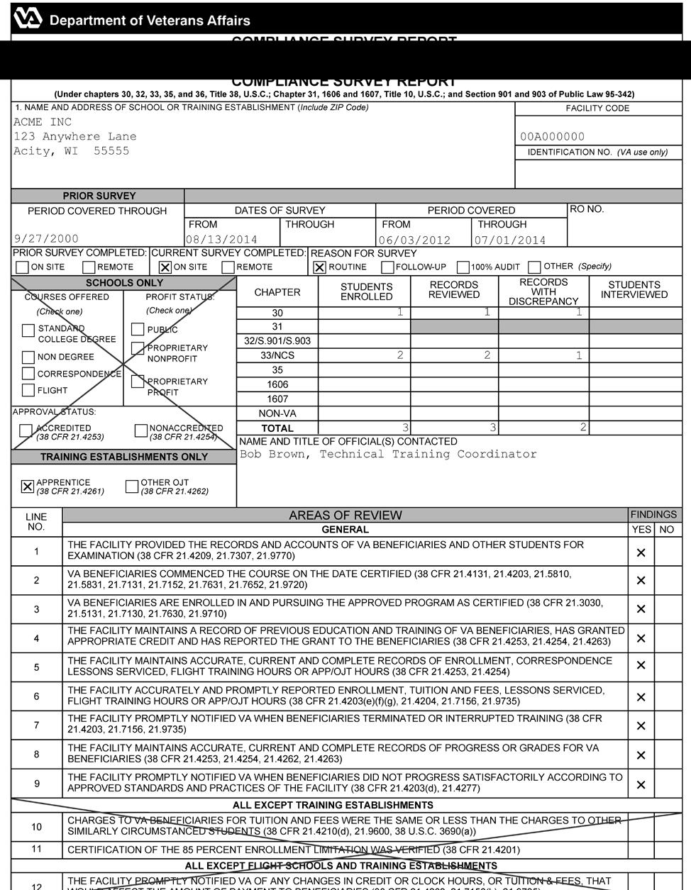 FORMS: Approved for the GI Bill VA Form