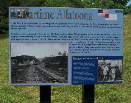 The Allatoona Marker includes a photograph taken in 1866 of the site on which