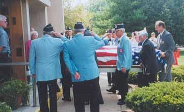 Injin Chapter President Holtgrewe receives a final salute as he is escorted into church.