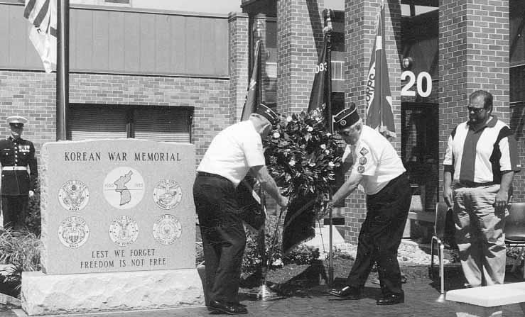 Korea: the Forgotten War, Rememberd Chapter 283 Memorial dedicated 6/5/04. Chapter 6 members place wreath by St. Peters monument.