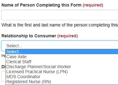 This will assist the Senior LinkAge Line, if questions or clarification is needed. Select the corresponding title of the person completing the online referral.