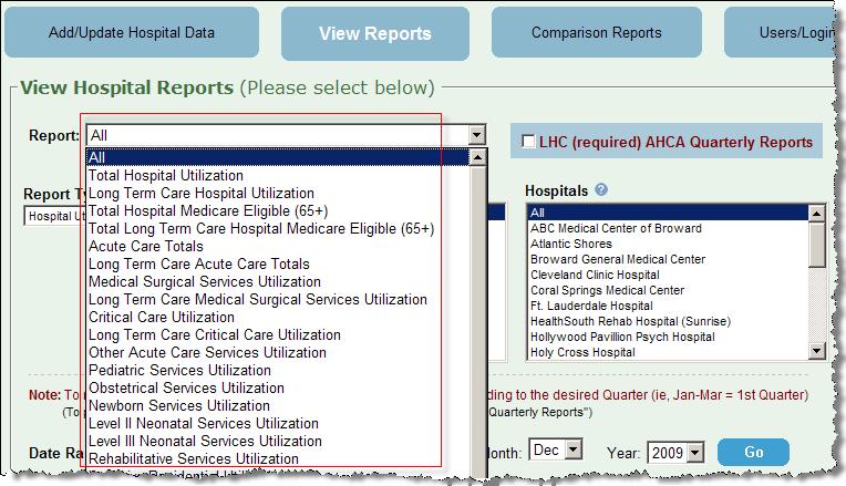 C. VIEW REPORTS Up to 39 reports are available. They can be run individually or all in one batch, as determined by the selection in the Report dropdown menu.