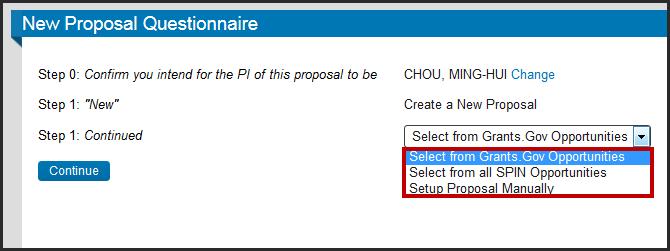 Step 4: Setup the proposal shell based on the submission mechanism If you plan to submit a S2S supplement proposal (e.g. PAR-14-238): you will choose Select from G.