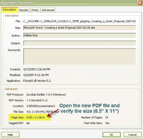 PDF file Go to File > Properties > Verify whether