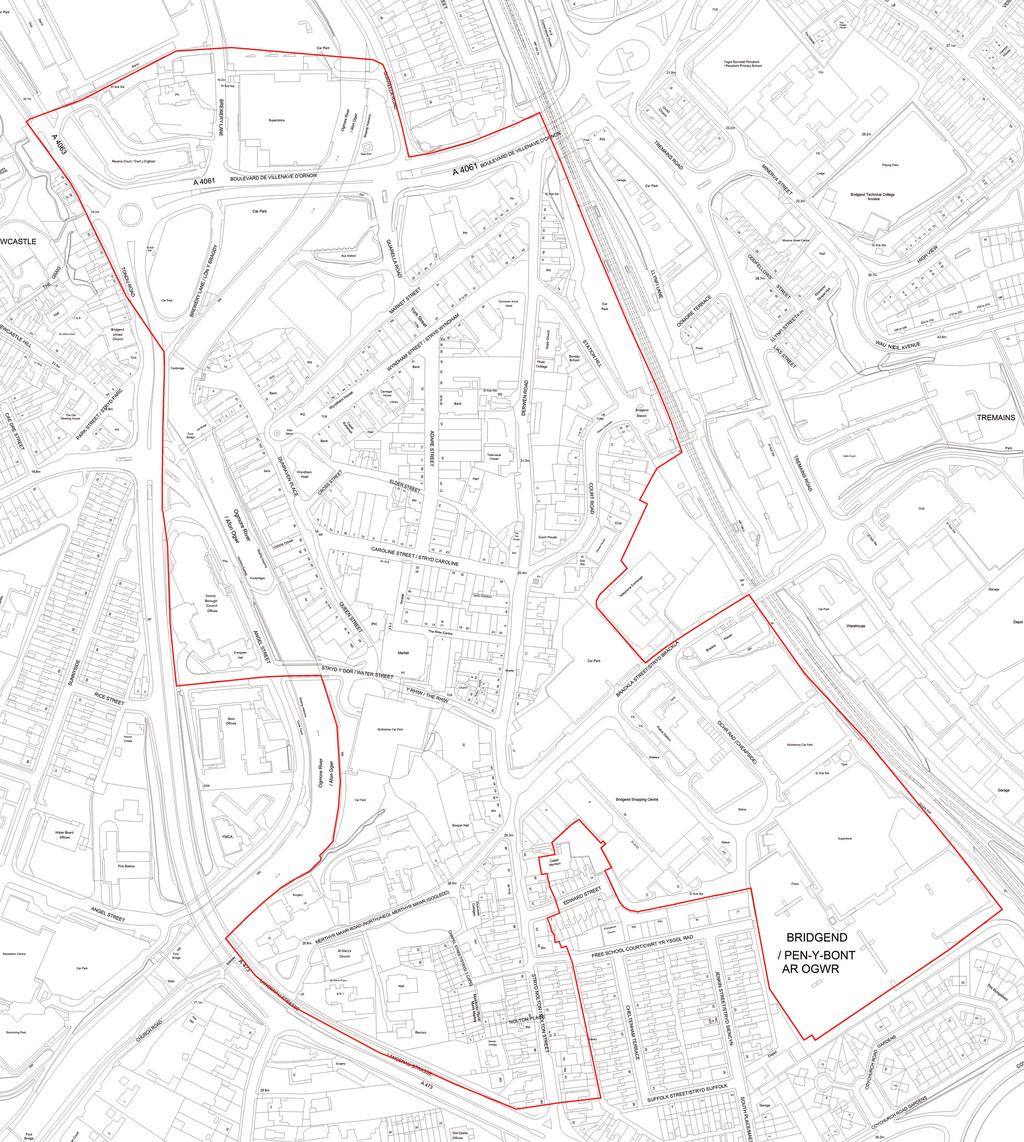 MAP OF BID AREA The BID area includes the following streets: Adare Street, Angel Street, Boulevard de Villenave d Ornon, Brackla Street, Brewery Lane, Caroline Street, Cheapside, Court Road, Cross