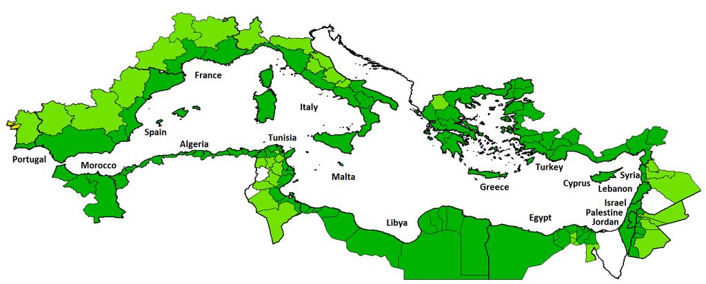 ENI CBC MED - Geographical eligibility Eligible regions Adjoining regions Major center 13 countries have already adhered