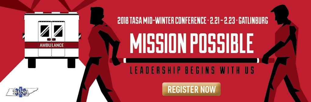 2018 TASA Mid-Winter Conference Park Vista Hotel, Gatlinburg, Tenn. Feb. 21, 22, 23 Agenda Wednesday, Feb.