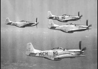 K o r e a Michigan Air National Guard F- 51 Mustangs, circa 1951. active duty and returned to the Michigan Air National Guard.