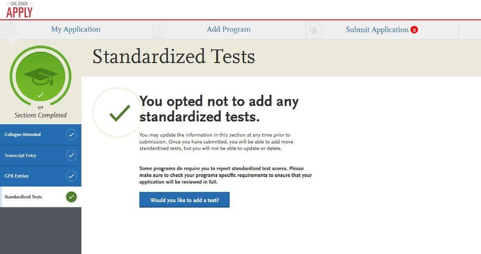 You should now be viewing the following page, indicating that you did not add any standardized