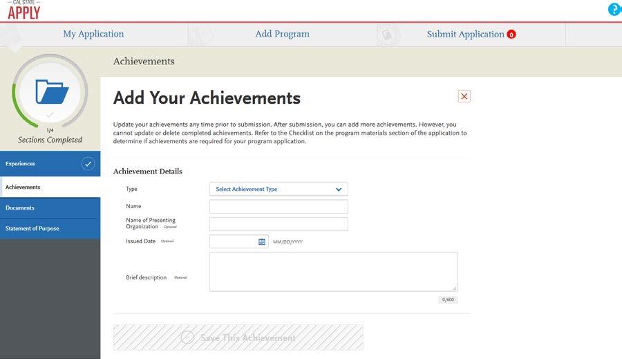 Click I Am Not Adding Any Achievements if you do not want to submit any achievements.