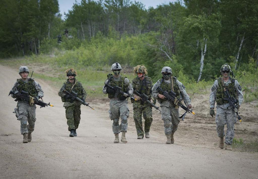 DND photo LF01-2016-0061-008 by Master Corporal Kurt Visser US Army soldiers from the 2 nd Battalion, 1 st Infantry Regiment, and Canadian Army soldiers from the Loyal Edmonton Regiment, on patrol