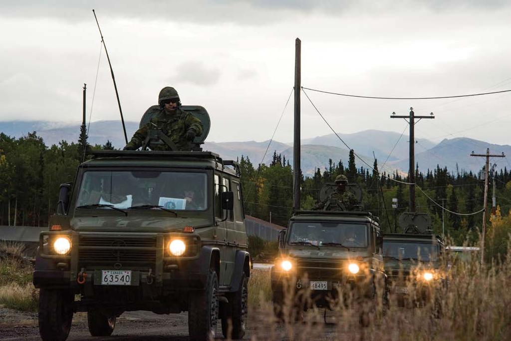 Members of 44 Troop D Squadron, 12e Régiment blindé du Canada on road reconnaissance at Haines Junction, Yukon, during Operation Nanook, 30 August 2016.