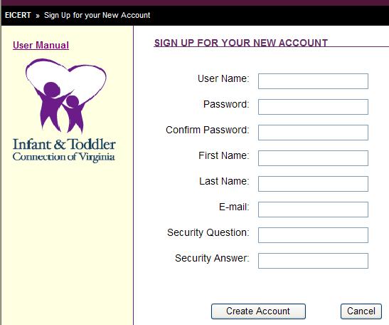 In the next Window, you will be asked for information which will be used to set up your account: Select a username that will be easy for you to remember.