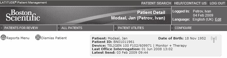 Displaying Patient Information Clicking a patient s identifier on the Patients for Review or All Patients pages displays a Patient Detail page.